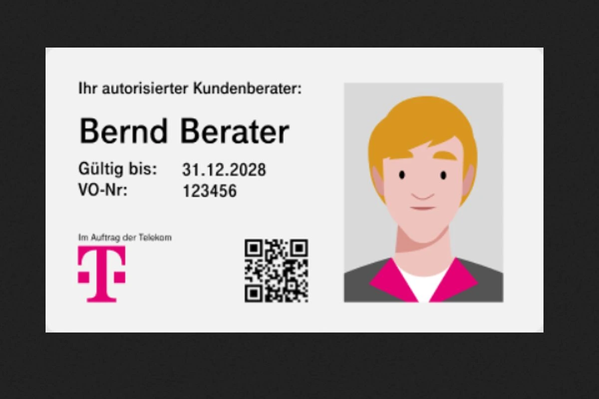 Muster für einen Berater-Ausweis der Deutschen Telekom (Bild: Deutsche Telekom)