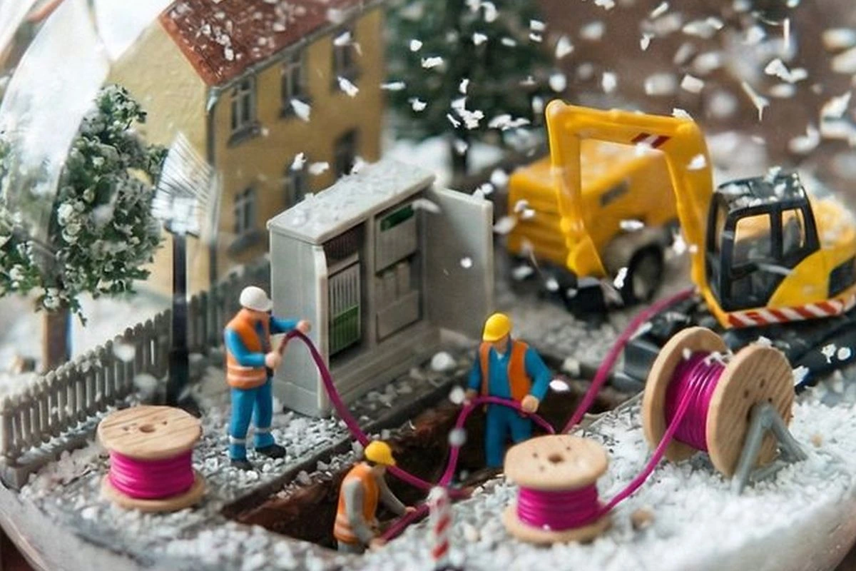 Bauarbeiten für einen Glasfaseranschluss (Bild: Deutsche Telekom)